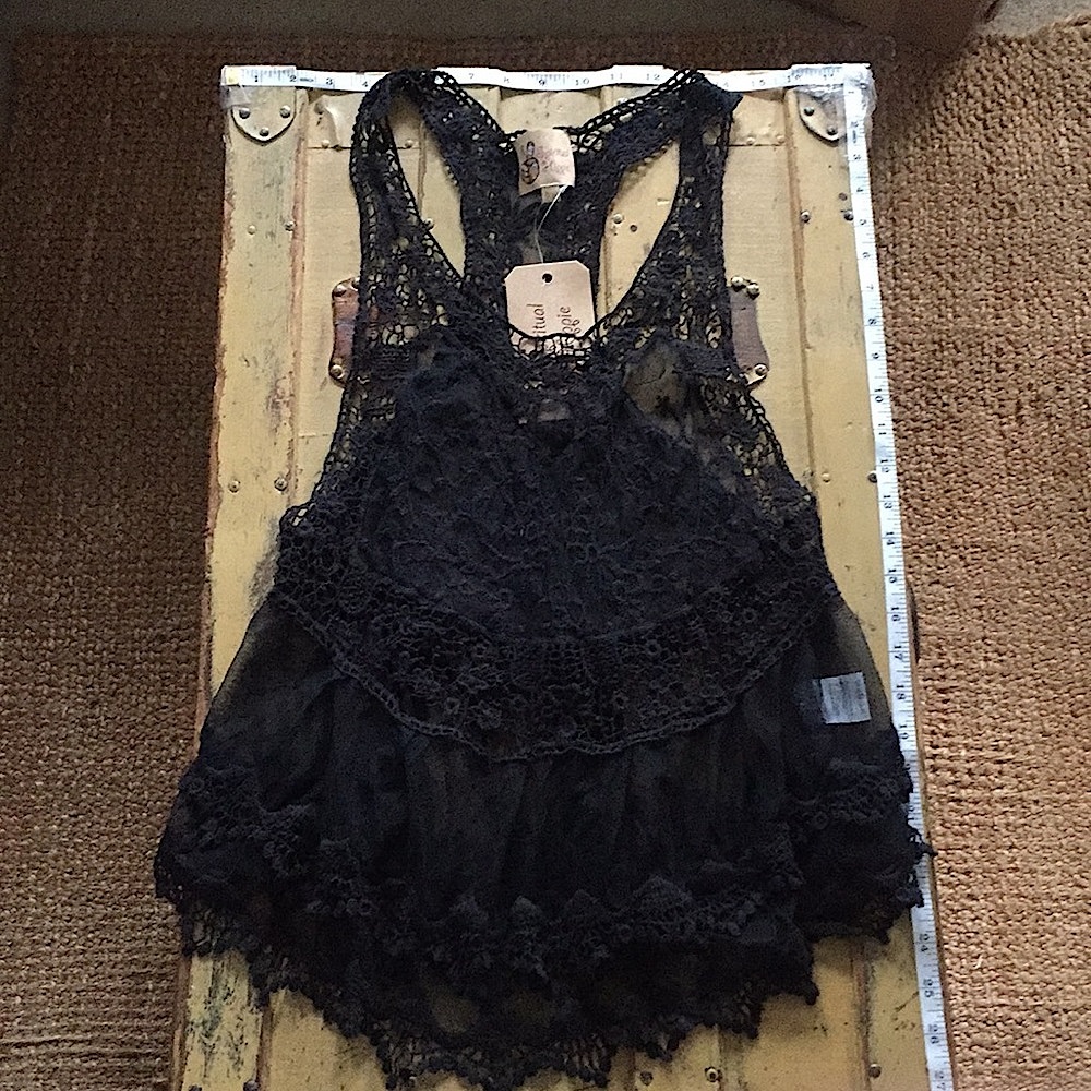 ASOS SPIRITUAL HIPPIE STRETCH BOHO OVERSIZED TOP SHEER LACE TANK TOP M 8 10 - Picture 5 of 17